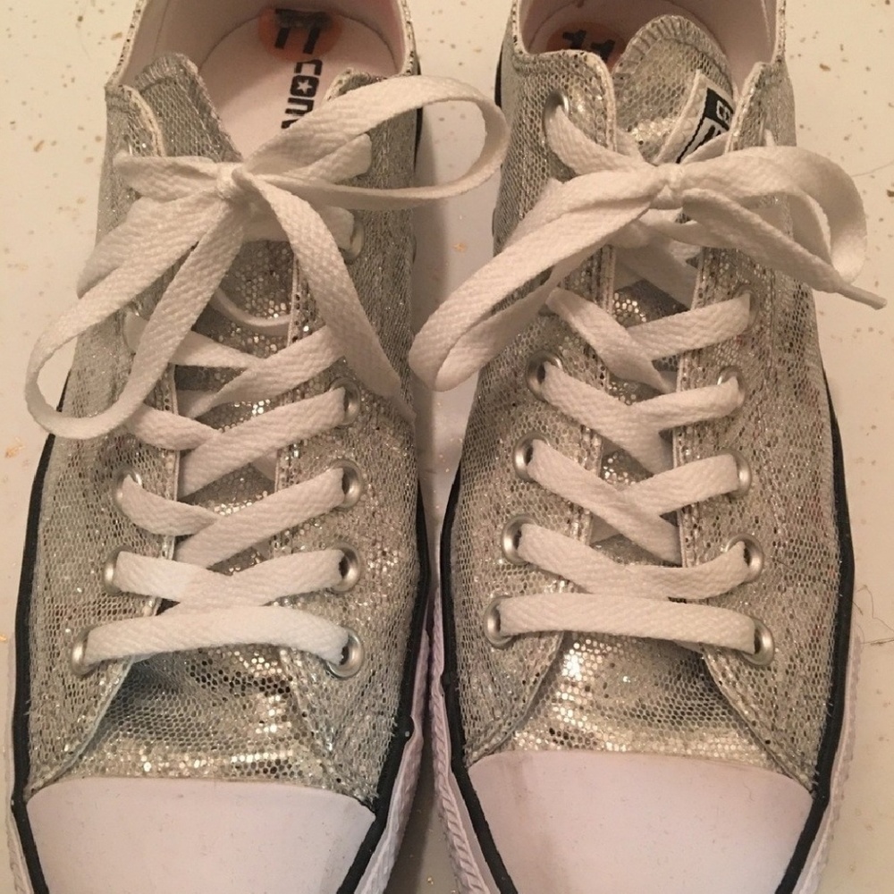 Silver/Glitter Converse Low Top Chuck Taylors
